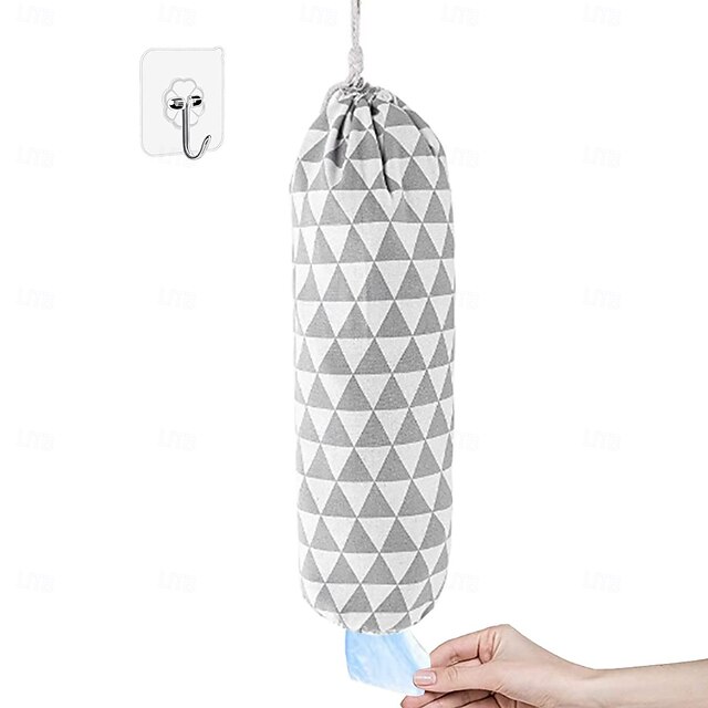  dispensador de sacos plásticos de parede, grande organizador de armazenamento de sacos de compras pendurados, suporte de saco de lixo fácil de retirar para cozinha & lar