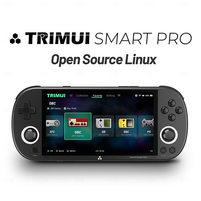  console de jogos portátil trimui smart pro tela ips de 4,96'' joystick de sistema linux iluminação rgb smartpro retro videogame player presente