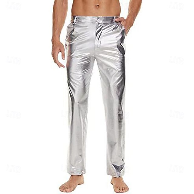  Discotecă Anii 1980 Metalic strălucitor Pantaloni Mascaradă Hippie Disc Culoare solidă Bărbați Costum de carnaval Mascaradă Parada Mândriei Luna Mândriei Adulți Pantaloni