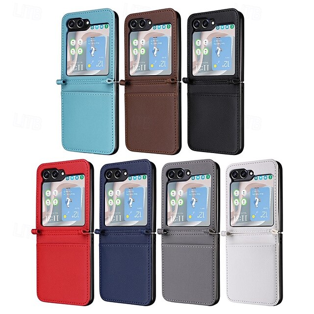  Phone Case For Samsung Galaxy Z Flip 7 Z Flip 6 Z Flip 5 Z Flip 4 Back Cover Magnetic Support Wireless Charging Card Slot Retro TPU PU Leather