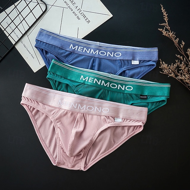  Hombre 1 pc Bragas básicas Slip Retazos Poliéster Transpirable Suave Cómodo Refranes y citas Tiro Medio Negro Blanco