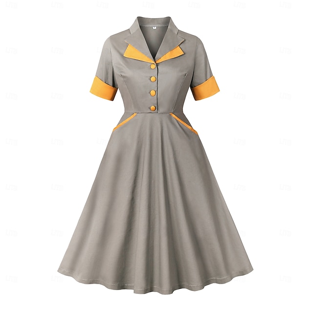  Rétro Vintage Années 1950 Robe Robe trapèze Déguisement Femmes Carnaval Mascarade Tenue quotidienne Enterrement de Vie de Jeune Fille Adulte Robe Robes de soirée