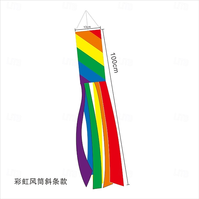  Kesä Pride -kuukausi Sateenkaari pylväs tuulilippu Lentää tuulessa Ulkokäyttöön ripustettava värikkäitä LGBT+ paraatipuutarhakoriste lippu Sateenkaaren pitkät hännät