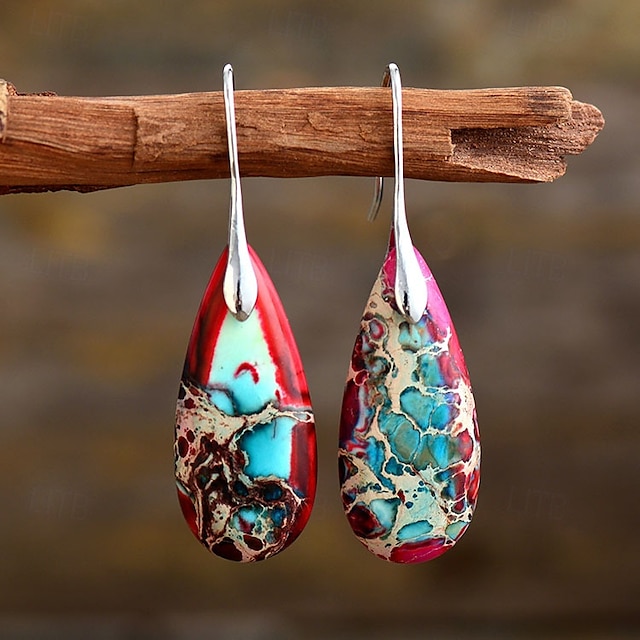  Femmes Boucles d'oreilles Poire Goutte Élégant Des boucles d'oreilles Bijoux Argent / Fuchsia foncé / Brun claire Pour Mariage Soirée 1 Paire