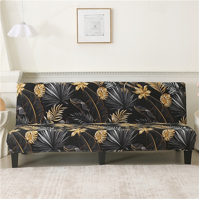  Jacquard Fabric Armless Sofa Bed Cover Sofa New Year Decor Slipcovers Stretch Protector Elastic Bench Cover
