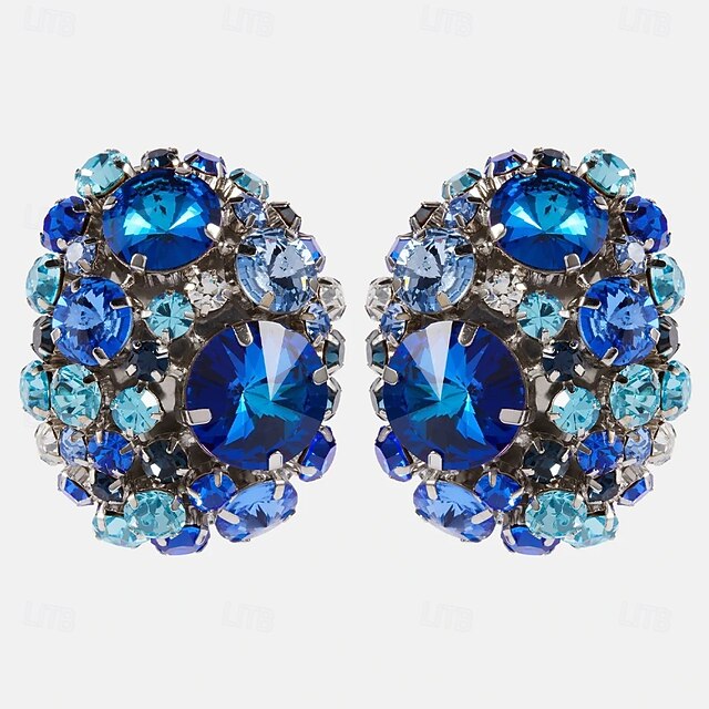  Women's Stud Earrings Geometrical Precious Statement Sweet Imitation Diamond Earrings Jewelry Pink / Blue For Wedding Party 1 Pair