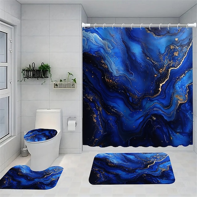  Marble Pattern Shower Curtain Set, 180cm*180cm(70