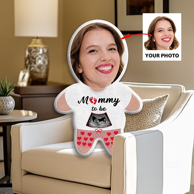  Almohada Memorial Personalizada Suave Cuddly Impresión Dúplex Lavable a Mano Diseño Contemporáneo Cierre de Cremallera Relleno de Algodón Almohada Decorativa para Todo el Año Día de la Madre