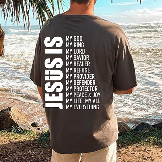 Easter Men's Jesus Christian T Shirt Short Sleeve T shirt 3D Print Crew Neck Shirt Designer Casual Party Holiday Gray Summer Spring Clothing Apparel S M L XL XXL XXXL4