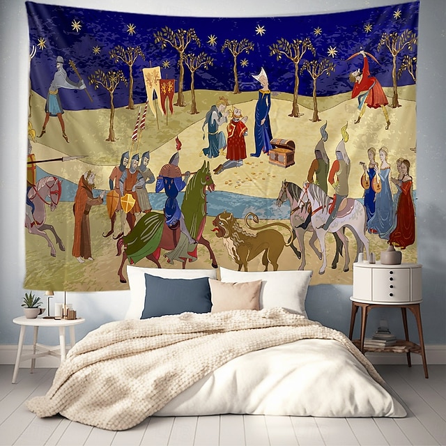  Medieval Tapestry Middle Age Tapestry Wall Art Large Tapestry Mural Decor Photograph Backdrop Blanket Curtain Home Bedroom Living Room Decoration