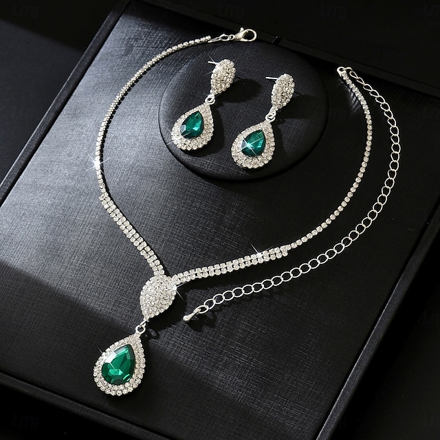  Svatební šperky Soupravy 2 Umělé diamanty 1 x náhrdelník Náušnice Dámské Elegantní Sladký Půvab Klasika láska Drahocenný Sada šperků Pro Svatební Práce Dar
