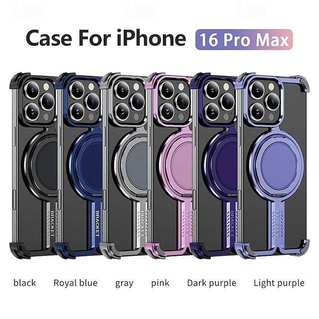  телефон Кейс для Назначение iPhone 16 Про Макс Плюс Айфон 15 Про Макс Плюс iPhone 14 13 12 Pro Max Plus Кейс на заднюю панель со стендом Магнитный Поддержка беспроводной зарядки Ретро Металл