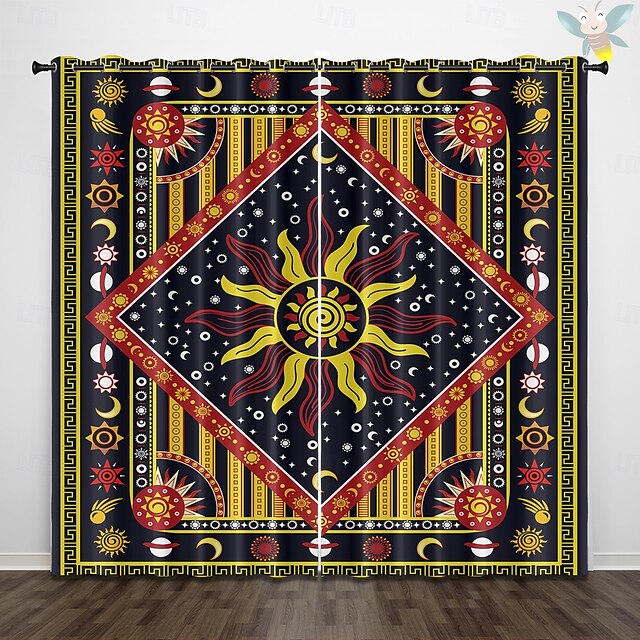  RETRO ABSTRAKTI MANDALA AURINKO JA KUU ISOLAHKOTOULOS ULKOBALCONI KESKUSTELUTILA OLOHUONE KOTIKORISTUS 2-KOSKETUS 3D DIGITAALINEN PRINTTAUS REIKÄTUNNUSVERHO