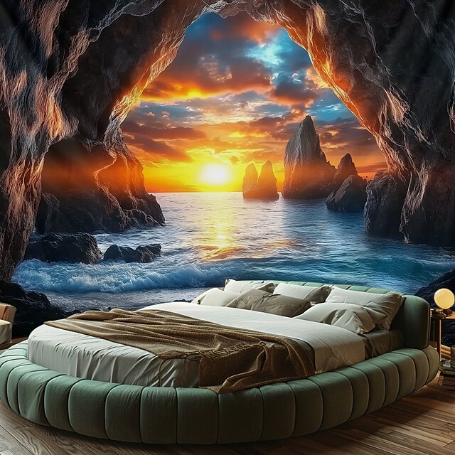  Landschap Strandzonsondergang Hangend Wandtapijt Muurkunst Groot Wandtapijt Muurdecor Fotografie Achtergrond Deken Gordijn Thuis Slaapkamer Woonkamer Decoratie