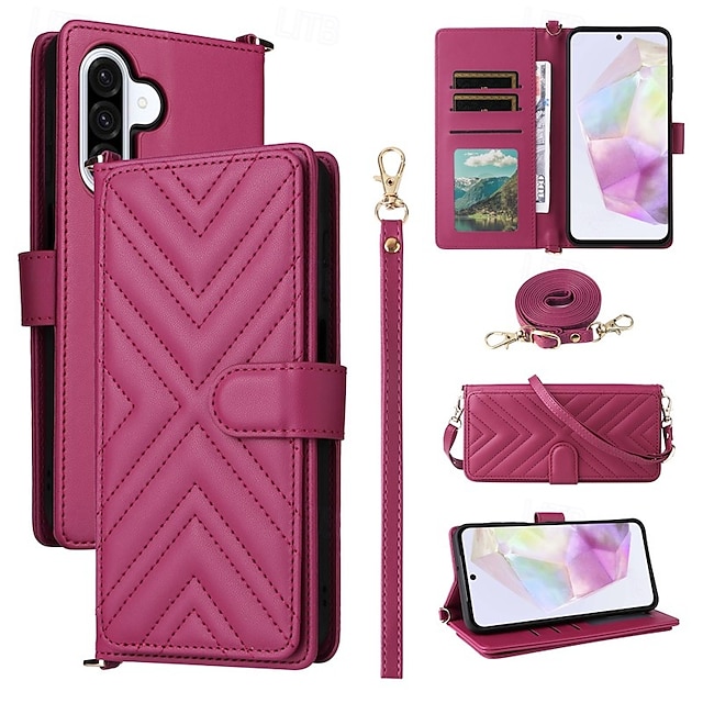  telefon Ügy Kompatibilitás Samsung Galaxy S24 Ultra Plus S23 Ultra Plus S22 Plus Ultra A55 A35 A25 A15 5G A54 A34 A14 A53 A33 A23 A13 S25 S25 Plus S25 Ultra Felhajtható fedél Állvánnyal zsinórral