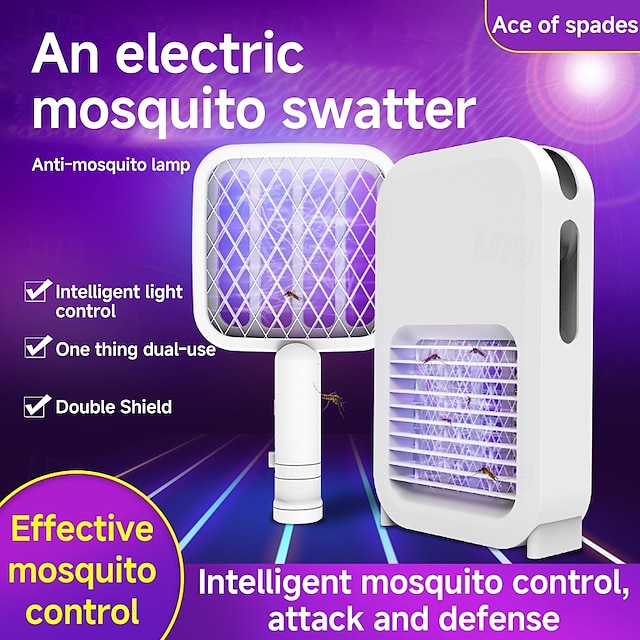  Raqueta eléctrica para mosquitos de carga USB – Lámpara doméstica matamoscas recargable con descarga eléctrica