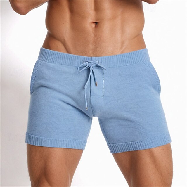 Men's Athletic Shorts Sweat Shorts Shorts Summer Shorts Pocket Drawstring Elastic Waist Plain Comfort Breathable Short Outdoor Sports Classic Casual Blue Micro-elastic3