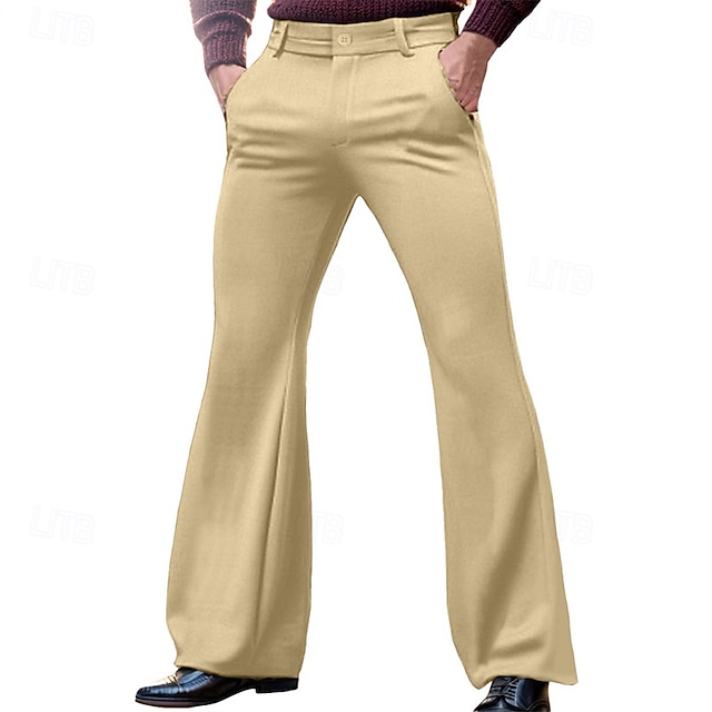  Retrò Vintage Anni '70 Pantaloni Pantaloni a zampa d'elefante Hippie Disco Tinta unica Per uomo Halloween Carnevale Feste Abbigliamento Quotidiano Parata dell'Orgoglio Adulti Pantaloni Primavera