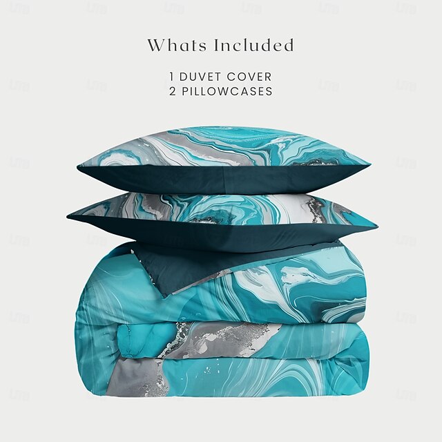  Marmor Print Duvet Overtræk Fuldt Størrelse Sengetøj Sæt Seng Sæt Quilt Overtræk Blødt Letvægt Comforter Overtræk med 2 Pudebetræk til Sommer Forår