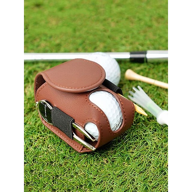  bærbar læder-golfboldholdertaske – kompakt golf-t-shirt med clips, stilfuldt og holdbart design til mænd og kvinder, nem bæltefastgørelse, ideel til golftræning og turneringer
