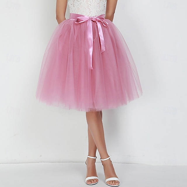  Retro Vintage 1950s Petticoat Hoop Skirt Under Skirt Tulle Skirt A-Line Women's Masquerade Party Evening Wear Cocktail Party Tea Party Adults' Skirt