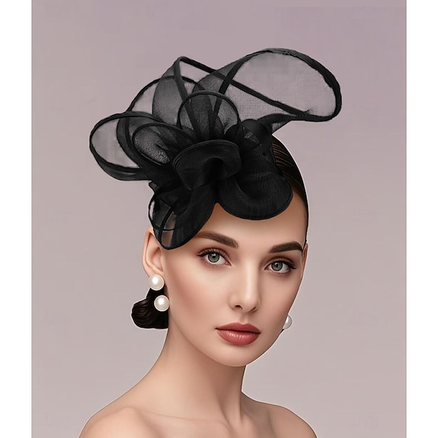  Sombrero con velo de red para bodas fascinador con tocado de pétalos