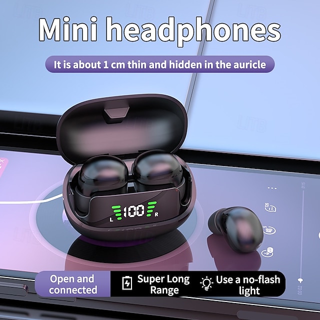  Cuffia Bluetooth Mini Wireless Ultra Piccola Dimensione Arachidi Invisibile In-Ear Impermeabile per Running Riduzione del Rumore