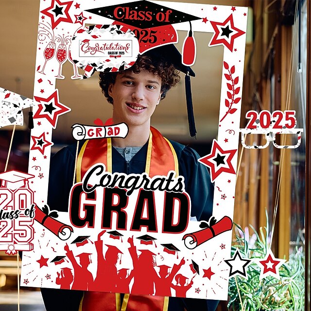  Graduation Photo Set, Paper Frame Photo Props Kit, Graduation Celebration Party Decorations, Keepsake for Photos