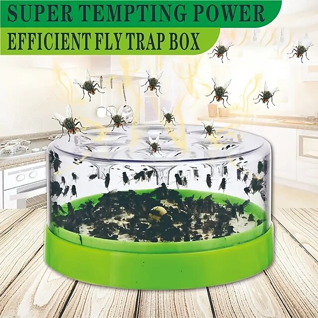  Piège à mouches réutilisable en plastique non toxique avec 7 trous de capture, aucune pile ni électricité requise pour un contrôle efficace des insectes dans les maisons et les jardins