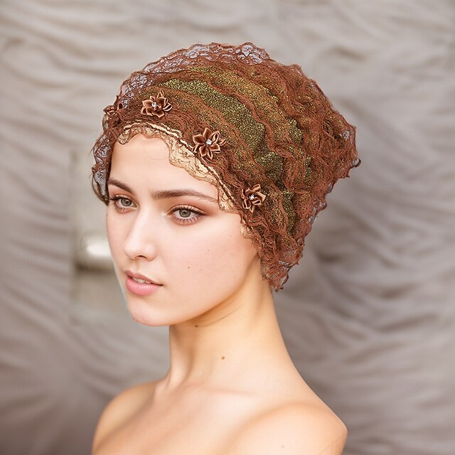 Headwear Tulle Polyester / Cotton Blend Floppy Hat Turbans Casual Holiday Cute With Lace Flower Headpiece Headwear4