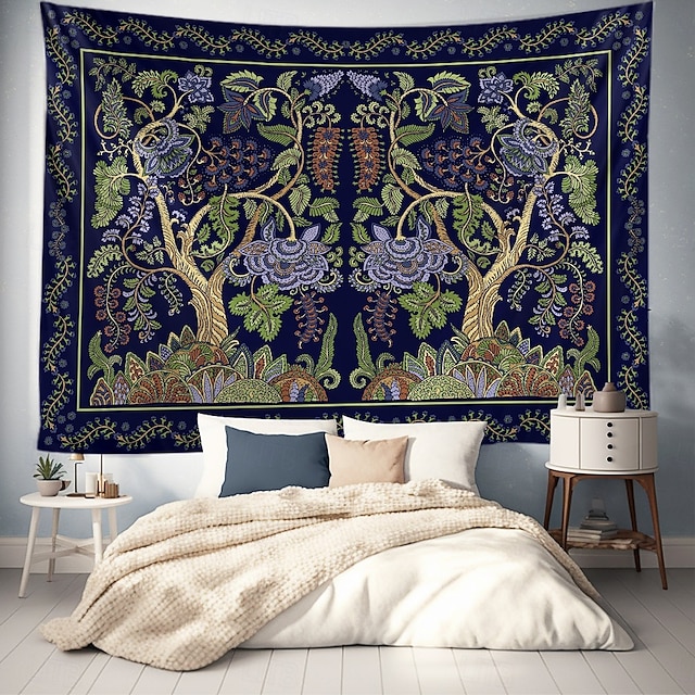  Baum des Lebens hängender Wandteppich Wandkunst große Wandteppich Wandmalerei Dekorfoto Hintergrunddecke Vorhang für Zuhause Schlafzimmer Wohnzimmer Dekoration