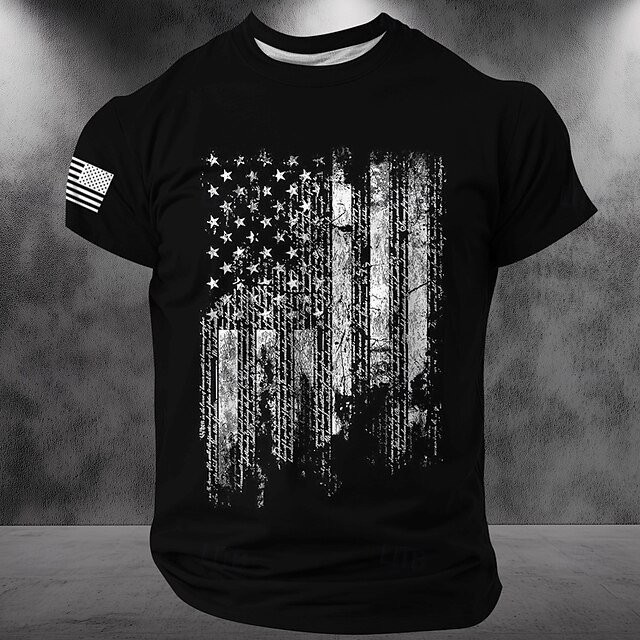 Patriotic T Shirts For Men Cool Skulls American US Flag T Shirt Short Sleeve T shirt 3D Print Crew Neck Shirt Fashion Daily Basic Street Casual Daily Black Blue Green Summer Spring All Seasons4