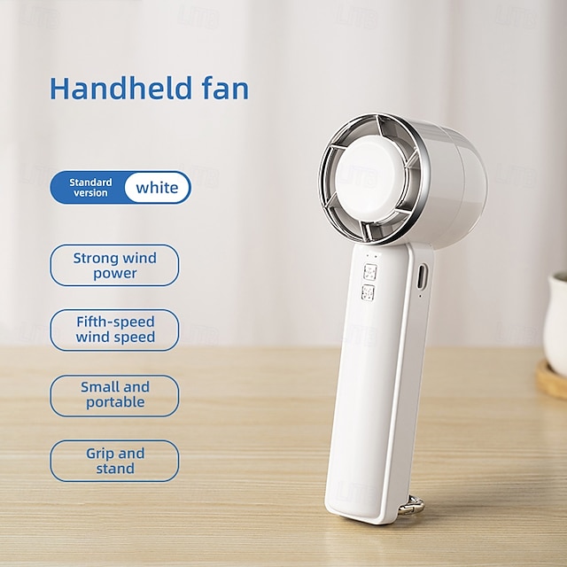  Tragbarer faltbarer Handheld- und Tischventilator 5-Geschwindigkeits-Kühlwind Kältekompress-Funktion Type-C-Ladung Dual-Buttons Silikonbasis für Reisen im Freien und Bürogebrauch