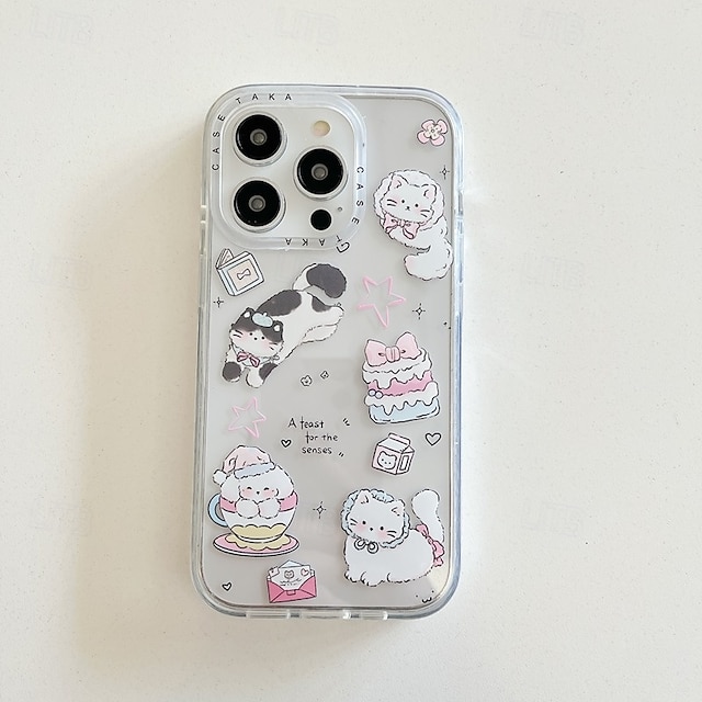  Чехол для телефона для iPhone 16e iPhone 16 iPhone 16 Pro iPhone 16 Pro Max iPhone 15 iPhone 15 Pro Max iPhone 14 Pro Max Задняя Крышка с Подставкой Ударопрочный Мультяшный TPU Акрил