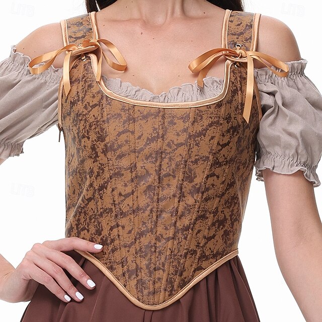Corsetto Con Gonna Donna Stile Vintage - Reggiseno Steampunk, Regolabile, Per Cosplay E Serate - Foto 11