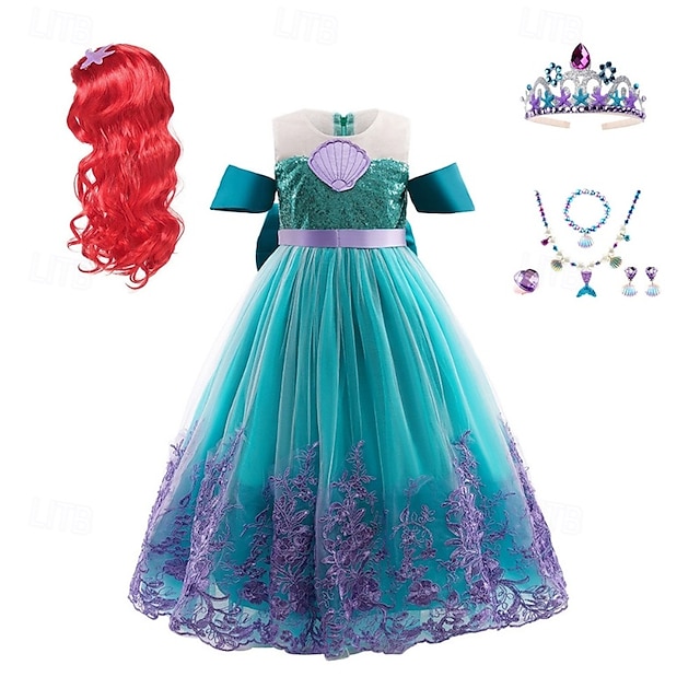 Děti Dívčí Šaty Cosplay šaty Princeznovské šaty Barevné bloky Květiny Bez rukávů Výkon Párty Cosplay kostýmy Síťka Slátanina Rozkošný Kostým Sladký Polyester Krajka Midi Šaty na párty Léto Jaro 4