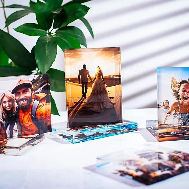  Personalized Photo Block Acrylic Glass Photo Block Custom Acrylic Block Photo Crystal Wedding gift Birthday Father's Day Weddings