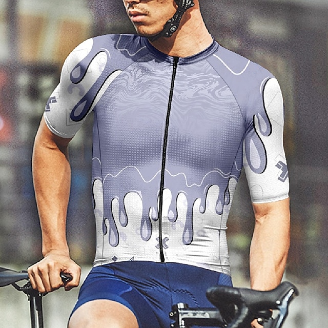  Homme Maillot Velo Cyclisme Manche Courte Cyclisme Tee-shirt Maillot avec 3 poches arrière VTT Vélo tout terrain Respirable Séchage rapide Conception anatomique Mèche Violet Des sports Vêtement Tenue