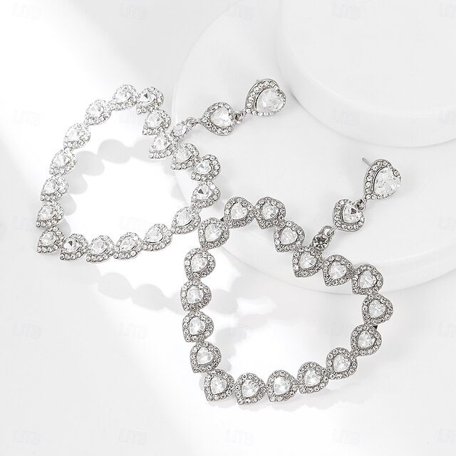  Per donna Orecchini a cerchio geometrico A cuore Moda Semplice Orecchini Gioielli Argento Per Matrimonio Feste 1 paio