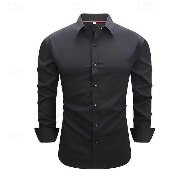  Men's Shirt Dress Shirt Button Up Shirt Solid / Plain Color Wedding Daily Black White Red Sky Blue Long Sleeve Turndown Spring &  Fall Clothing Apparel Patchwork