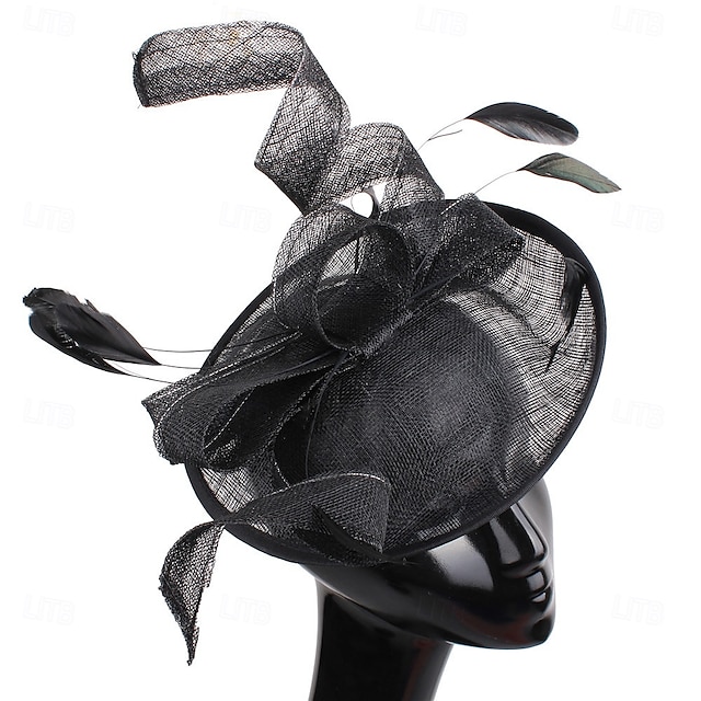  Helm Veren Sinamay Bruiloft Avond Feest Elegant Bruiloft Met Veer Helm Hoofddeksels