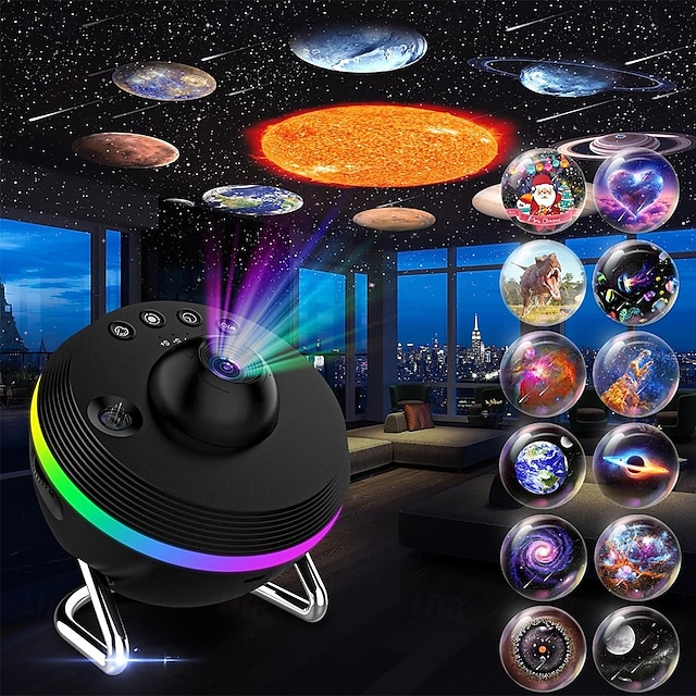  projektor meteorów led deco lampka nocna projektor galaktyk 360° planetarium lampka nocna lampa sufitowa przestrzeń rozgwieżdżone niebo projektor z paskiem świetlnym meteor dla dzieci sypialnia
