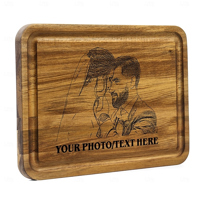  Personalized Acacia Wood Cutting Board Custom Best Gift for Mom - Photo and Text Engraving, Unique Design for Home Use or Gift, Perfect for Mother's Day, Father's Day