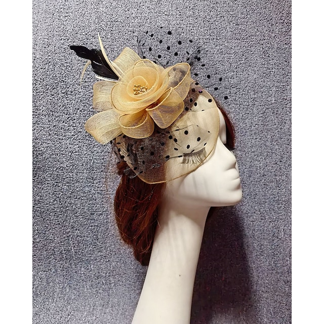  Fascinator con velo a rete cappello da matrimonio per signore con copricapo floreale