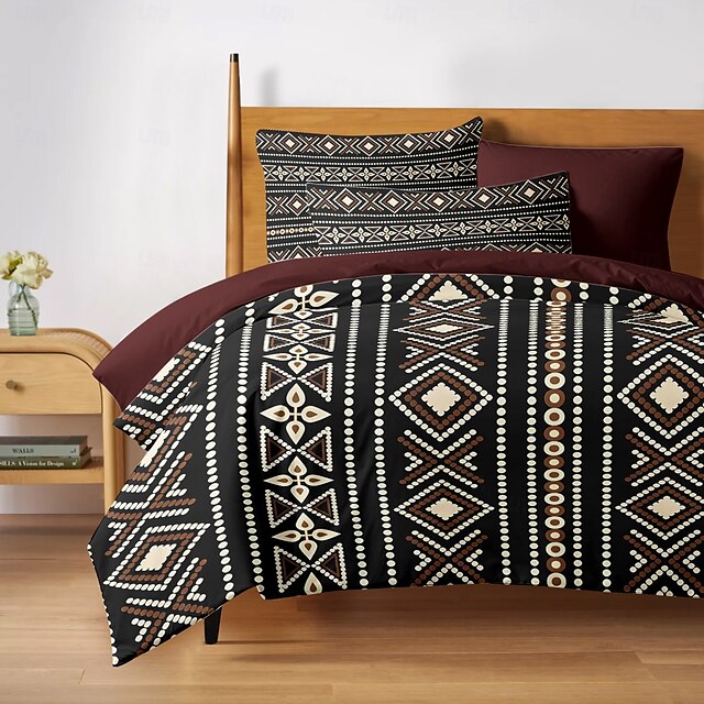  Capa de Edredom Étnica Vintage Conjunto Completo de Cama Cobre Leito de Edredom Macio e Leve com 2 Capa de Travesseiro para Verão Primavera