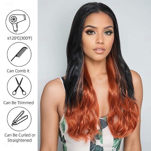  Perruque Synthétique Ondulé Tissage bouclé Coupe dégradée Avec frange Fabriqué à la Machine Perruque 28 pouces A1 Cheveux synthétiques Femmes Classique Dégradé de couleur Cheveux Mèches / Balayage