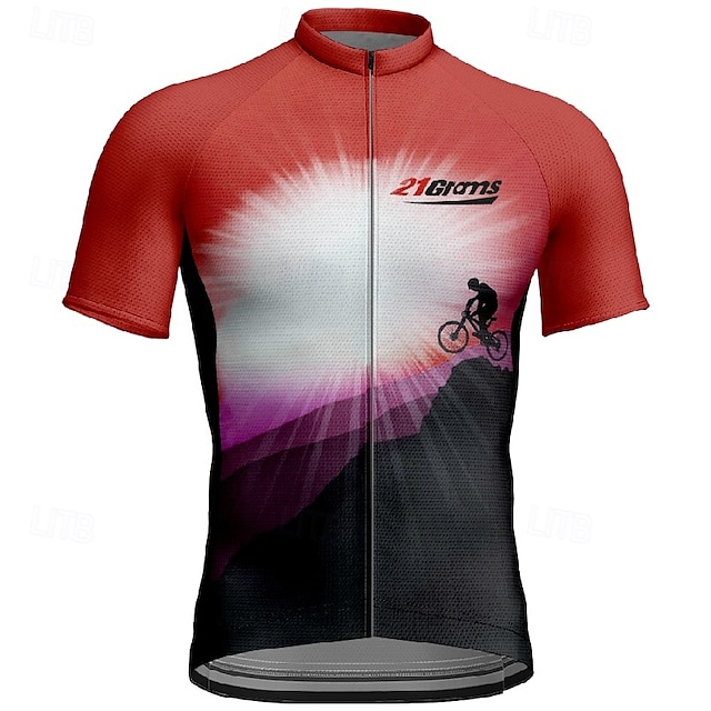  Homme Maillot de cyclisme Lettres & Chiffres Manche Courte Cyclisme T-shirt Maillot avec 3 poches arrière VTT Vélo tout terrain Séchage Rapide Design Anatomique Évacuation de l'Humidité Respirant Des
