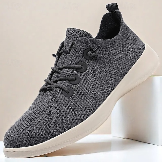  tênis de malha leve e respirável masculino - calçados casuais para caminhada com cadarço para uso diário e viagens