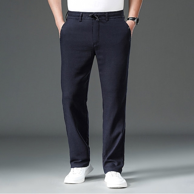  Bărbați Pantaloni atletici Pantaloni activi Pantaloni Cordon Talie elastică cu șnur Culoare solidă Purtabil Lungime totală Oficial Nuntă În aer liber Elegant Vacanță Kaki Deschis Negru Micro-elastic