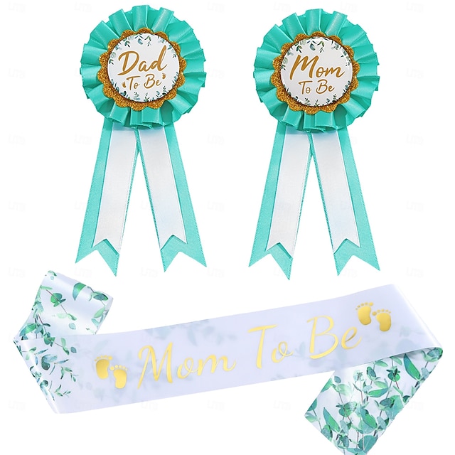  Kit fascia e fiore all'occhiello per baby shower, set per futura mamma con spilla floreale, fascia di galateo e fiore all'occhiello per futura mamma per decorazioni per feste per neonati
